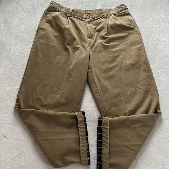 L.L. Bean flannel lined khaki pants men’s size 36x28 - Picture 1 of 7
